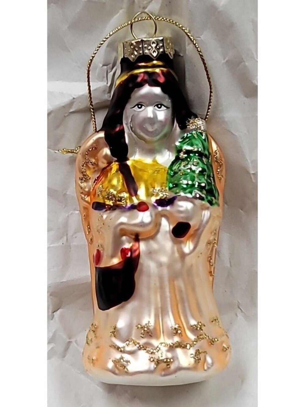 Vintage Inge-Glas Blown Glass Christmas Angel Tree Ornament 4 Inches Tall